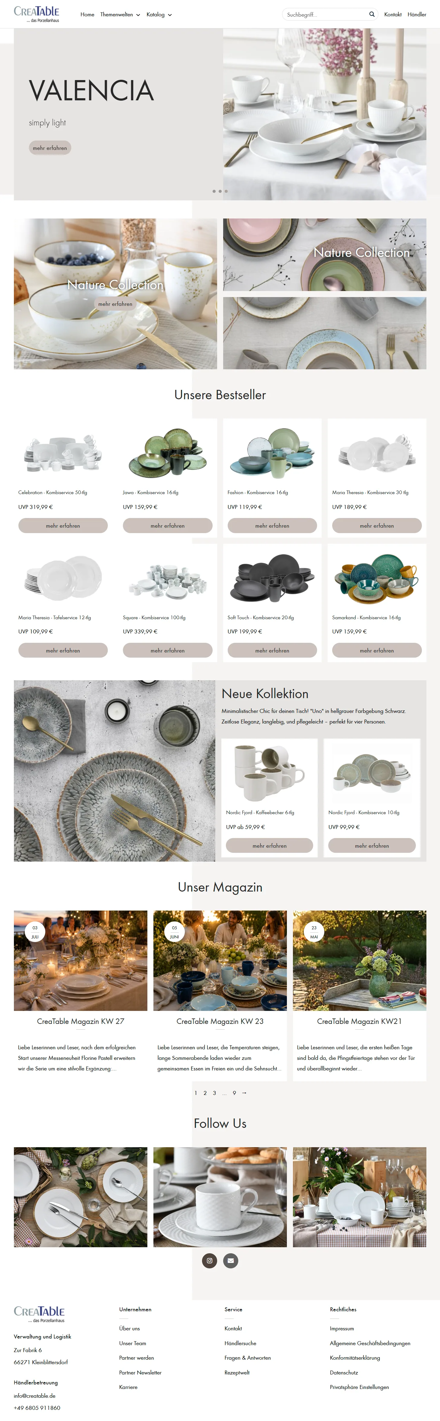 Creatable Porzellanhaus Website